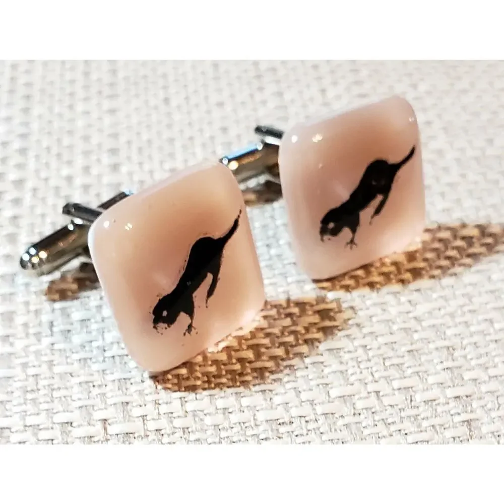 Pink Lucite Badger‎ 1960s Vintage Cuffllinks / Cuff Links- Mid-century cl-